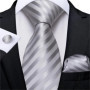 Fashion Men Tie Green Gold Striped Silk Wedding Tie For Men Hanky Cufflink Gift Tie Set DiBanGu Novelty Design Business MJ-7301