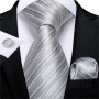 Fashion Men Tie Green Gold Striped Silk Wedding Tie For Men Hanky Cufflink Gift Tie Set DiBanGu Novelty Design Business MJ-7301