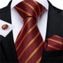 Fashion Men Tie Green Gold Striped Silk Wedding Tie For Men Hanky Cufflink Gift Tie Set DiBanGu Novelty Design Business MJ-7301