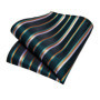 Fashion Men Tie Green Gold Striped Silk Wedding Tie For Men Hanky Cufflink Gift Tie Set DiBanGu Novelty Design Business MJ-7301
