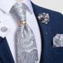 Designer Mens Necktie Orange Solid Tie Handkerchief Cufflinks Gift Set Men Wedding Party Accessories Gravata Brooch Pin DiBanGu