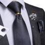 Designer Mens Necktie Orange Solid Tie Handkerchief Cufflinks Gift Set Men Wedding Party Accessories Gravata Brooch Pin DiBanGu