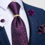 Designer Mens Necktie Orange Solid Tie Handkerchief Cufflinks Gift Set Men Wedding Party Accessories Gravata Brooch Pin DiBanGu