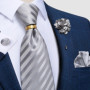 Designer Mens Necktie Orange Solid Tie Handkerchief Cufflinks Gift Set Men Wedding Party Accessories Gravata Brooch Pin DiBanGu