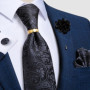 Designer Mens Necktie Orange Solid Tie Handkerchief Cufflinks Gift Set Men Wedding Party Accessories Gravata Brooch Pin DiBanGu