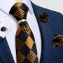 Designer Mens Necktie Orange Solid Tie Handkerchief Cufflinks Gift Set Men Wedding Party Accessories Gravata Brooch Pin DiBanGu