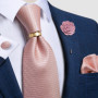 Designer Mens Necktie Orange Solid Tie Handkerchief Cufflinks Gift Set Men Wedding Party Accessories Gravata Brooch Pin DiBanGu