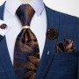 Designer Mens Necktie Orange Solid Tie Handkerchief Cufflinks Gift Set Men Wedding Party Accessories Gravata Brooch Pin DiBanGu