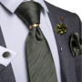 Designer Mens Necktie Orange Solid Tie Handkerchief Cufflinks Gift Set Men Wedding Party Accessories Gravata Brooch Pin DiBanGu
