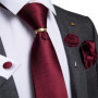 Designer Mens Necktie Orange Solid Tie Handkerchief Cufflinks Gift Set Men Wedding Party Accessories Gravata Brooch Pin DiBanGu