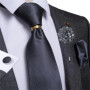 Designer Mens Necktie Orange Solid Tie Handkerchief Cufflinks Gift Set Men Wedding Party Accessories Gravata Brooch Pin DiBanGu