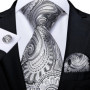 DiBanGu Mens Ties Silver Striped Silk Wedding Tie For Men Hanky Cufflinks Tie Set Fashion Designer Bussiness Party Dropshipping
