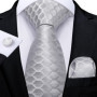 DiBanGu Mens Ties Silver Striped Silk Wedding Tie For Men Hanky Cufflinks Tie Set Fashion Designer Bussiness Party Dropshipping
