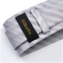 DiBanGu Mens Ties Silver Striped Silk Wedding Tie For Men Hanky Cufflinks Tie Set Fashion Designer Bussiness Party Dropshipping