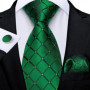 Green Ties for Men 8cm Striped Paisley Floral Wedding Party Formal Silk Polyester Necktie Handkerchief Cufflinks Gift Dropship