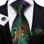 Green Ties for Men 8cm Striped Paisley Floral Wedding Party Formal Silk Polyester Necktie Handkerchief Cufflinks Gift Dropship