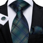Green Ties for Men 8cm Striped Paisley Floral Wedding Party Formal Silk Polyester Necktie Handkerchief Cufflinks Gift Dropship
