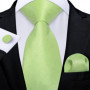 Green Ties for Men 8cm Striped Paisley Floral Wedding Party Formal Silk Polyester Necktie Handkerchief Cufflinks Gift Dropship