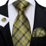 Green Ties for Men 8cm Striped Paisley Floral Wedding Party Formal Silk Polyester Necktie Handkerchief Cufflinks Gift Dropship
