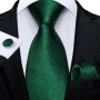 Green Ties for Men 8cm Striped Paisley Floral Wedding Party Formal Silk Polyester Necktie Handkerchief Cufflinks Gift Dropship