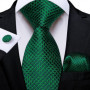 Green Ties for Men 8cm Striped Paisley Floral Wedding Party Formal Silk Polyester Necktie Handkerchief Cufflinks Gift Dropship