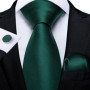 Green Ties for Men 8cm Striped Paisley Floral Wedding Party Formal Silk Polyester Necktie Handkerchief Cufflinks Gift Dropship