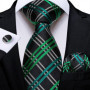 Green Ties for Men 8cm Striped Paisley Floral Wedding Party Formal Silk Polyester Necktie Handkerchief Cufflinks Gift Dropship