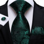 Green Ties for Men 8cm Striped Paisley Floral Wedding Party Formal Silk Polyester Necktie Handkerchief Cufflinks Gift Dropship