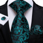 Green Ties for Men 8cm Striped Paisley Floral Wedding Party Formal Silk Polyester Necktie Handkerchief Cufflinks Gift Dropship