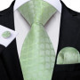 Green Ties for Men 8cm Striped Paisley Floral Wedding Party Formal Silk Polyester Necktie Handkerchief Cufflinks Gift Dropship
