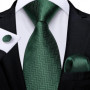 Green Ties for Men 8cm Striped Paisley Floral Wedding Party Formal Silk Polyester Necktie Handkerchief Cufflinks Gift Dropship