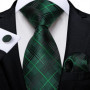 Green Ties for Men 8cm Striped Paisley Floral Wedding Party Formal Silk Polyester Necktie Handkerchief Cufflinks Gift Dropship