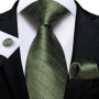 Green Ties for Men 8cm Striped Paisley Floral Wedding Party Formal Silk Polyester Necktie Handkerchief Cufflinks Gift Dropship