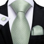 Green Ties for Men 8cm Striped Paisley Floral Wedding Party Formal Silk Polyester Necktie Handkerchief Cufflinks Gift Dropship