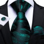 Green Ties for Men 8cm Striped Paisley Floral Wedding Party Formal Silk Polyester Necktie Handkerchief Cufflinks Gift Dropship