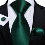 Green Ties for Men 8cm Striped Paisley Floral Wedding Party Formal Silk Polyester Necktie Handkerchief Cufflinks Gift Dropship