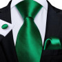 Green Ties for Men 8cm Striped Paisley Floral Wedding Party Formal Silk Polyester Necktie Handkerchief Cufflinks Gift Dropship