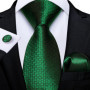 Green Ties for Men 8cm Striped Paisley Floral Wedding Party Formal Silk Polyester Necktie Handkerchief Cufflinks Gift Dropship