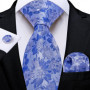 Cambridge Blue Ties for Men Striped Paisley Floral Wedding Party Formal Necktie Handkerchief Cufflinks Gift Dropship
