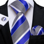 Cambridge Blue Ties for Men Striped Paisley Floral Wedding Party Formal Necktie Handkerchief Cufflinks Gift Dropship