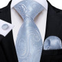 Cambridge Blue Ties for Men Striped Paisley Floral Wedding Party Formal Necktie Handkerchief Cufflinks Gift Dropship