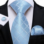 Cambridge Blue Ties for Men Striped Paisley Floral Wedding Party Formal Necktie Handkerchief Cufflinks Gift Dropship
