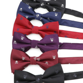 Men's Fashion Skull Bowtie 100 Microfiber Bow Tie Woven Polyester Jacquard Butterfly For Wedding Halloween Party Dress Neckwear