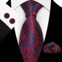 Paisley 100 Silk Elegant Tie For Men Necktie Pocket Square Cufflinks Set Men's Wedding Business Formal Accessory Gravatas