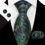 Paisley 100 Silk Elegant Tie For Men Necktie Pocket Square Cufflinks Set Men's Wedding Business Formal Accessory Gravatas