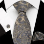 Paisley 100 Silk Elegant Tie For Men Necktie Pocket Square Cufflinks Set Men's Wedding Business Formal Accessory Gravatas