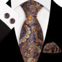 Paisley 100 Silk Elegant Tie For Men Necktie Pocket Square Cufflinks Set Men's Wedding Business Formal Accessory Gravatas