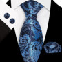 Paisley 100 Silk Elegant Tie For Men Necktie Pocket Square Cufflinks Set Men's Wedding Business Formal Accessory Gravatas