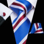 Tie Set for Men, 3-Piece Wedding Accessories with Cufflinks & Pocket Handkerchief, Striped/Floral Design