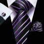 Tie Set for Men, 3-Piece Wedding Accessories with Cufflinks & Pocket Handkerchief, Striped/Floral Design